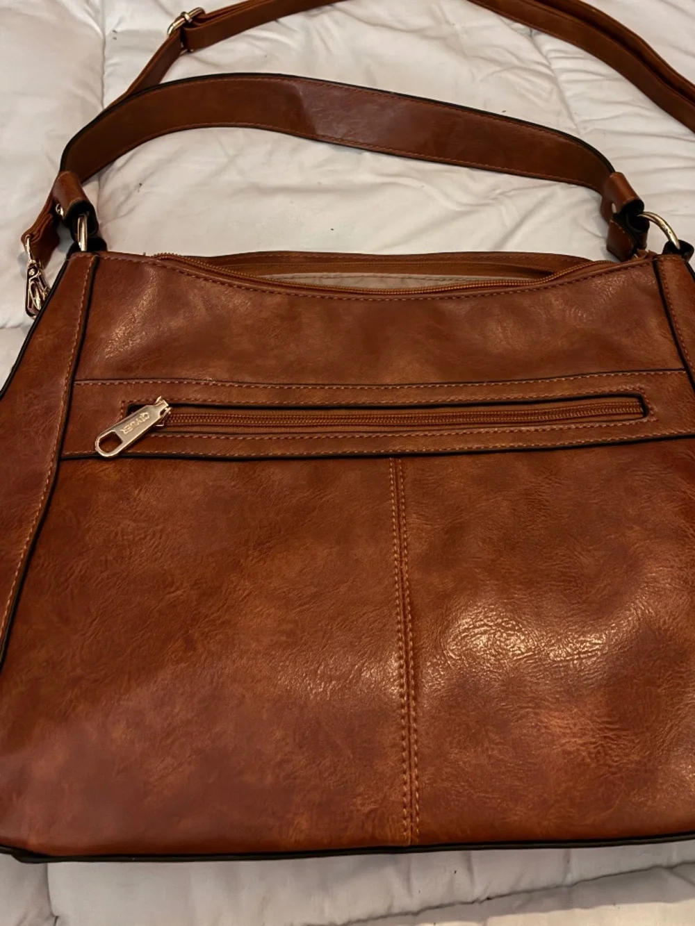 QIYUERA Brown Faux Leather Hobo Shoulder Bag